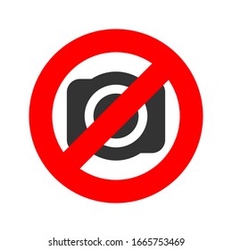 No Cameras Allowed Sign, Red Prohibition No Camera Sign. No Taking Pictures, No Photographs Sign Vector Illustration