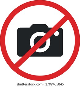 No Cameras Allowed Sign. Red Prohibition No Camera Sign. No Taking Pictures, No Photographs Sign.