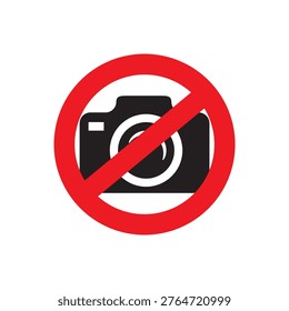 No cameras allowed sign. Red prohibition no camera sign. No taking pictu