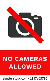 NO CAMERAS ALLOWED sign. Vector.