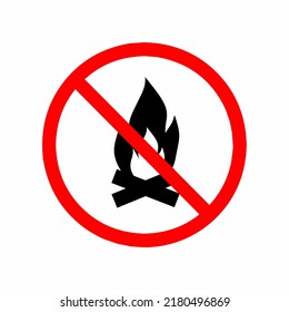 No hay icono del vector de fuego del campamento. Aislado sobre fondo blanco