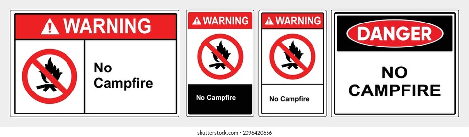 No Campfire. Warning Safety sign Vector Illustration. OSHA and ANSI standard sign. eps10