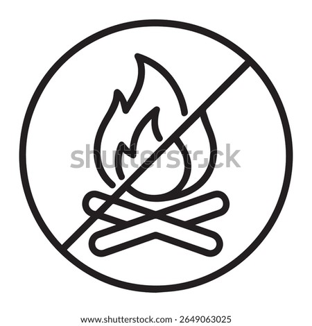 No Campfires Allowed Symbol a Clear Visual Reminder Against Open Flames Promoting Wildfire Prevention and Environmental Protection for Safety