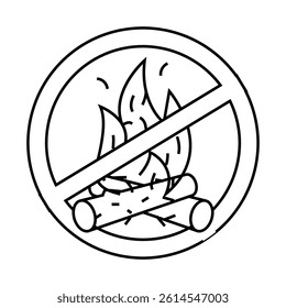 no campfires emergency line icon vector. no campfires emergency sign. isolated contour symbol black illustration