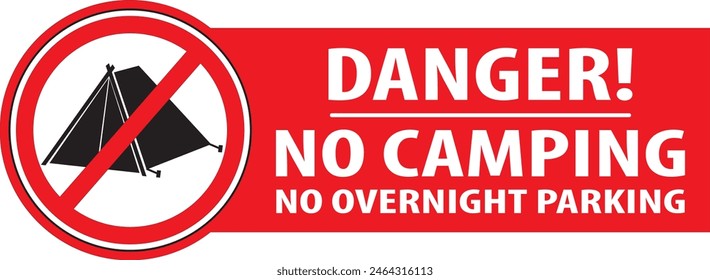 No se permite acampar en esta zona, Camping prohibido, Zona peligrosa para acampar cartel aviso Vector