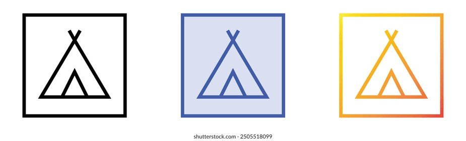 No hay icono de camping. Lineal, relleno azul y diseño de estilo degradado aislado sobre fondo blanco