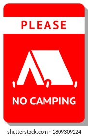 No Camping, modern sticker, ready to print, vector illustration 10eps