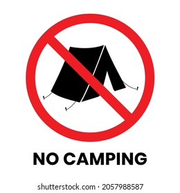 No Camping Sign Sticker with text inscription on isolated background