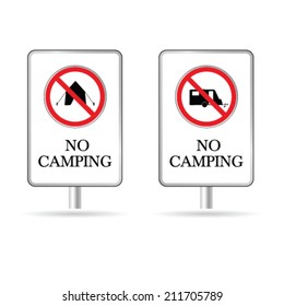 no camping sign vector on white background