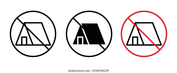 No camping sign vector set
