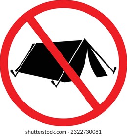 No Camping Tents Allowed Here in this Area. Restriction Sign