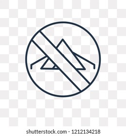 No camping vector outline icon isolated on transparent background, high quality linear No camping transparency concept can be used web and mobile