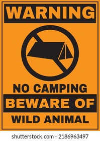 No CAMPING WARNING SIGN VECTOR