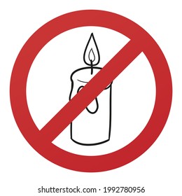 No Candle  Symbol Isolated on White Background. Flame Vector Illustration Prohibition Stop Sign.