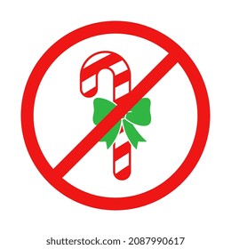 No Candy Cane Sign on White Background