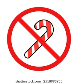 No Candy Cane Sign on White Background