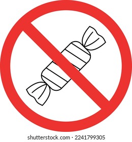 No candy sign. Forbidden Signs and Symbols.
