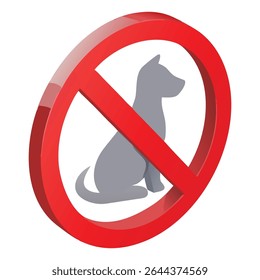 Nenhum canino área permitida sinal de restrição acesso zona proibida animal de estimação símbolo vermelho círculo cinza animal ícone