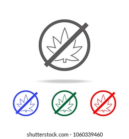 No cannabis icon. Elements of human weakness and addiction multi colored icons. Premium quality graphic design icon. Simple icon for websites, web design, mobile app on white background