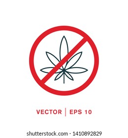 No Cannabis Leaf Icon Marijuana Symbol logo template