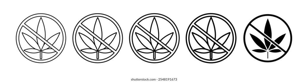 no hay icono de hoja de cannabis Simple conjunto de logotipo de línea delgada