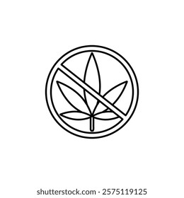 no cannabis leaf icon Simple outline illustration