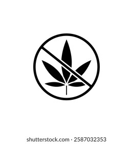 no cannabis leaf icon Simple thin line logo