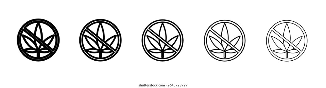 no cannabis leaf icon simples vetor outline logo