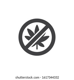 No cannabis vector icon. filled flat sign for mobile concept and web design. No Hemp Marijuana glyph icon. Cannabis leaf prohibition symbol, logo illustration. Vector graphics