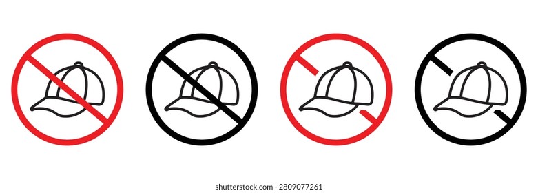 No Cap Prohibited Sign Vector, Hat Not Allowed Symbol, Restriction Warning Safety Icon