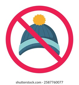 No cap prohibition sign, no hat symbol, do not wear hat headgear warning signs