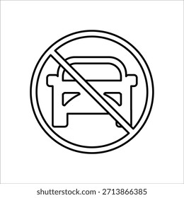 No hay iconos de coches permitidos. Ilustración vectorial de línea simple