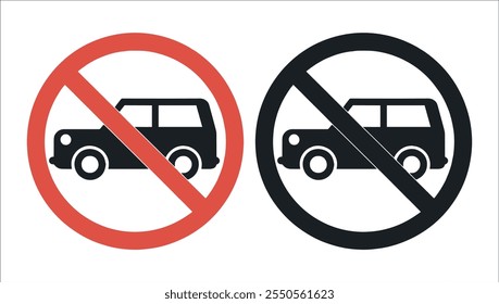 No car allowed prohibition vector icon sign Do not drive symbol, prohibition car symbol set vector