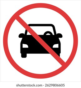 No Car Allowed Sign Icon
