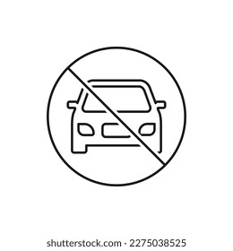 No car allowed sign line icon isolated on white background. Vector illustration