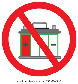 NO car battery out of power sign symbol or Car battery is almost flat with simple vector design - Car battery out of power of concept