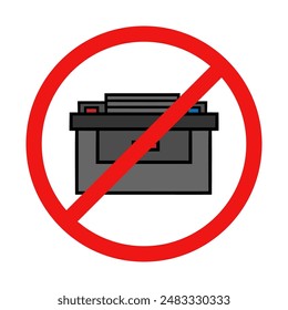 No Car Battery Sign on White Background
