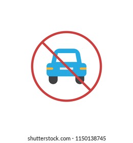 No Car flat icon, vector sign, colorful pictogram isolated on white. No Parking symbol, logo illustration. Flat style design