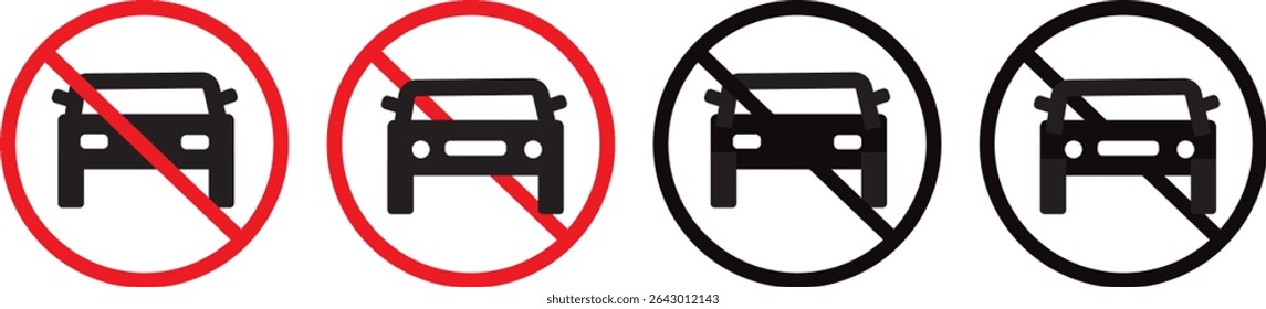 nenhum ícone de carro definiu vactor. Sinal proibido, No Bus, Estacionamento símbolo sinal proibido,Transport Bus Icons,ilustração vetorial,
