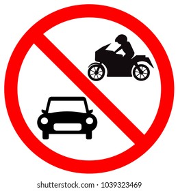 No Car and Motorcycle Symbol Sign,Vector Illustration, Isolate On White Background, Label. EPS10