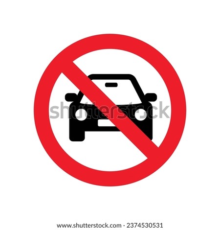 No Car Or No Parking Street Icon. No Driving Icon. Cars Not Allowed Roadsign. No Parking Road Warning Sign. Car Prohibition Sign Area Illustration. Vector Don't Drive Roadsign