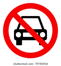 No car or no parking traffic sign, prohibit sign, isolated on white background, vector illustration.