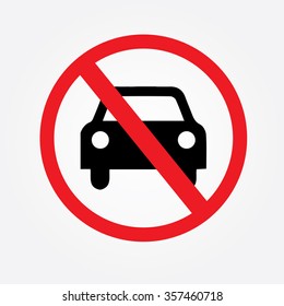 No car or no parking traffic sign,prohibit sign.vector illustration   