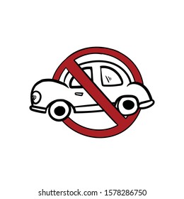 no car sign doodle icon vector hand drawing 