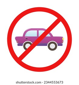 No Car Sign on White Background