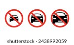 No car sign. Parking prohibited symbol. No cars allowed sign.
