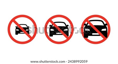 No car sign. Parking prohibited symbol. No cars allowed sign.