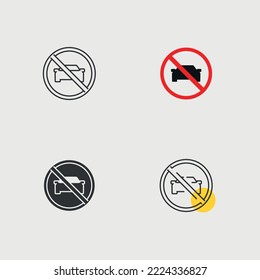 No Car Sign Vector Icon Restricted Area