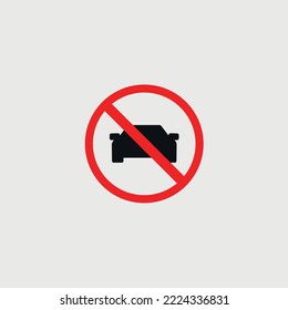 No Car Sign Vector Icon Restricted Area