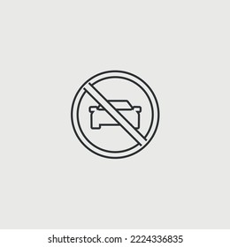 No Car Sign Vector Icon Restricted Area